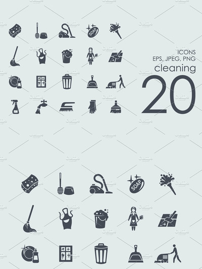 20个清洁相关图标 20 cleaning icons