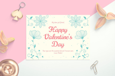 时尚清新的情人节爱情卡片海报宣传单DM设计模板（psd）