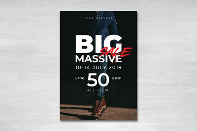 高端时尚大气的大标题风格打折促销SALE海报宣传单DM设计模板