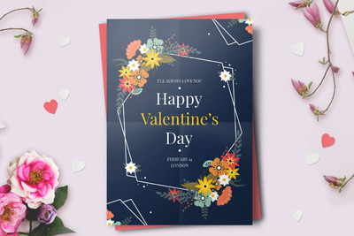 高品质的时尚高端优雅情人节爱情春天海报宣传单DM设计模板-1