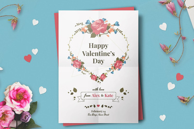 高品质的时尚高端优雅情人节爱情春天海报宣传单DM设计模板-2