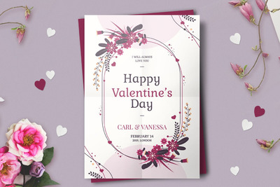 高品质的时尚高端优雅情人节爱情春天海报宣传单DM设计模板-3