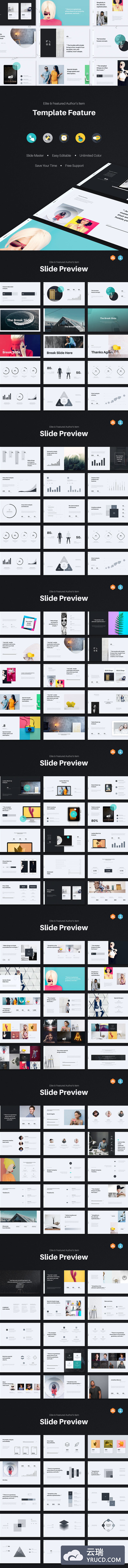 时尚高端简约优雅马克龙配色的多用途powerpoint幻灯片演示模板（pptx）