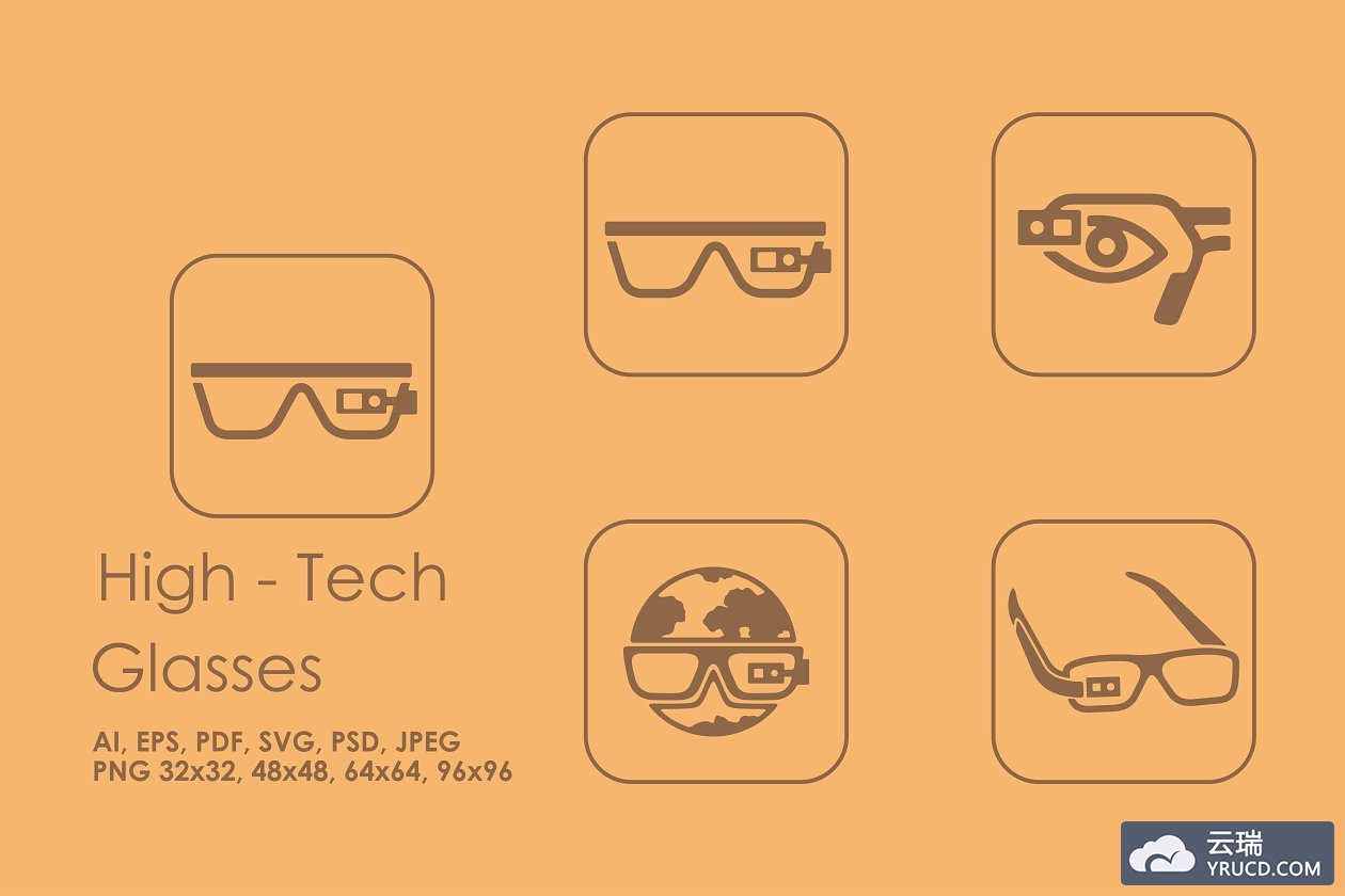 4个高科技眼镜图标 4 high-tech glasses icons