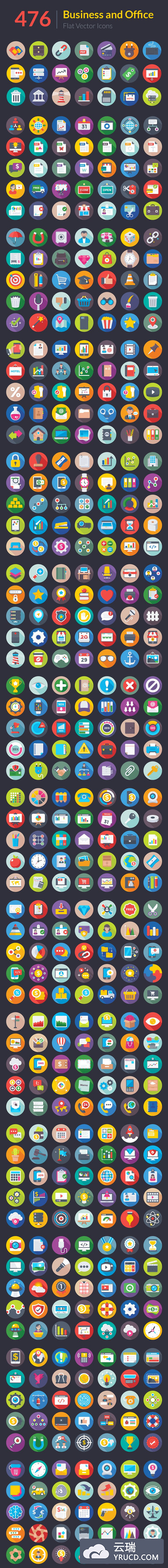 476个商业和办公扁平化图标 476 Business and Office Flat Icons