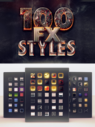 100个高品质的时尚高端3D立体文本效果Photoshop图层样式大集合