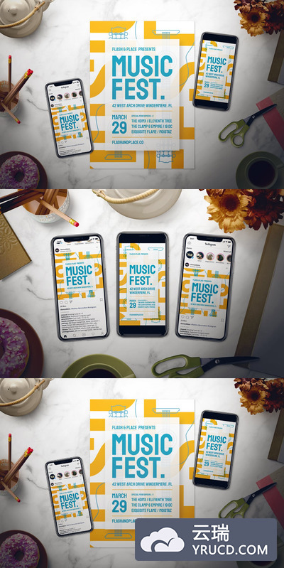 简约时尚高端音乐节海报宣传单DM设计模板