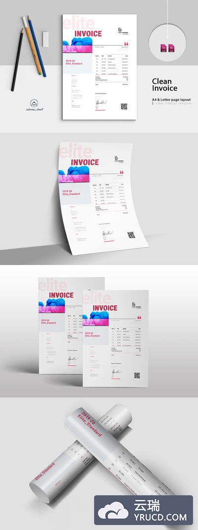 高端时尚简约多用途的发票账单海报设计模板