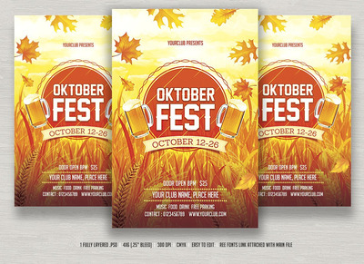 啤酒节宣传单模板 Oktoberfest Flyer Template