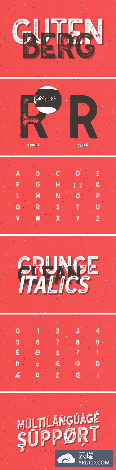 字体 | 无衬线英文粗糙墨水边缘复古效果风格文字