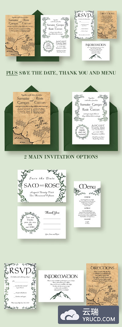 婚礼请柬模板 Ye Olde Wedding Invitation Suite