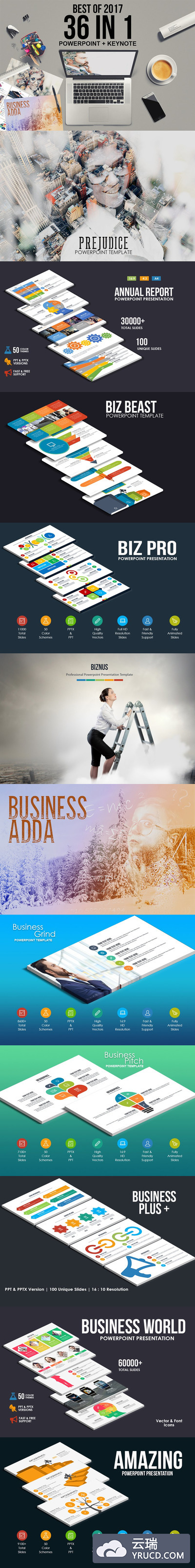 商业适用风格的PPT+Key 模板免费大礼包下载