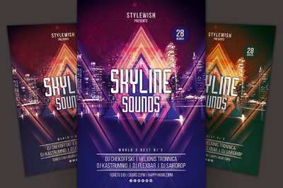 天际线音乐海报传单模板 Skyline Sounds Flyer Template