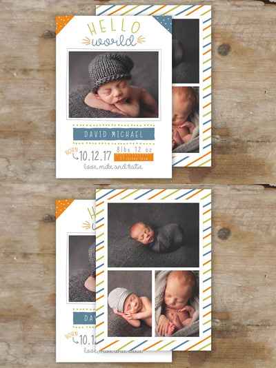 新生出生通告模板 Boy Birth Announcement Template