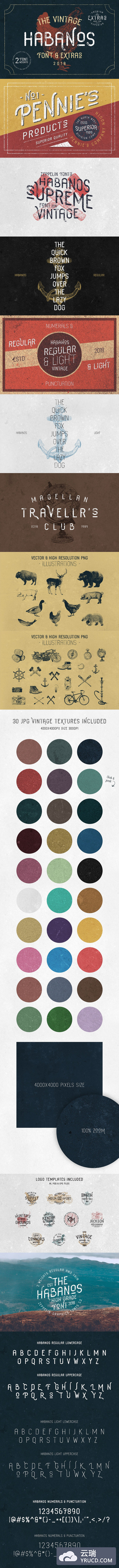 复古字体印刷 Habanos Retro Font