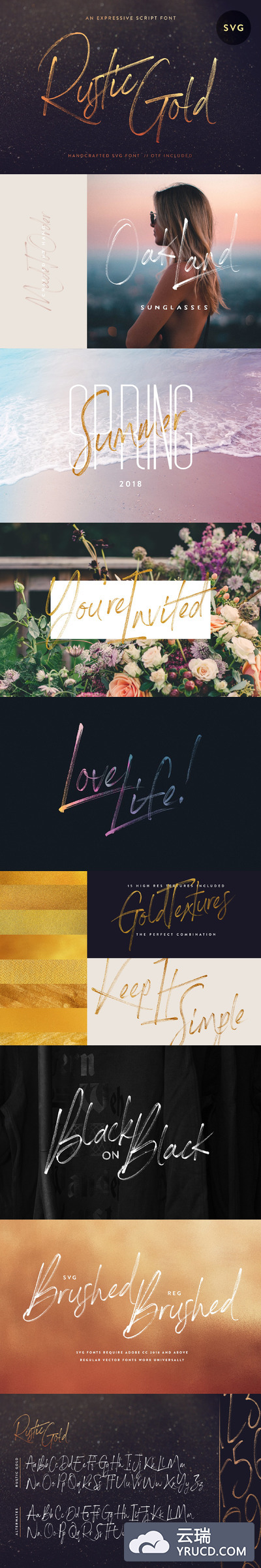 质朴的金色SVG笔刷脚本 Rustic Gold SVG Brush Script