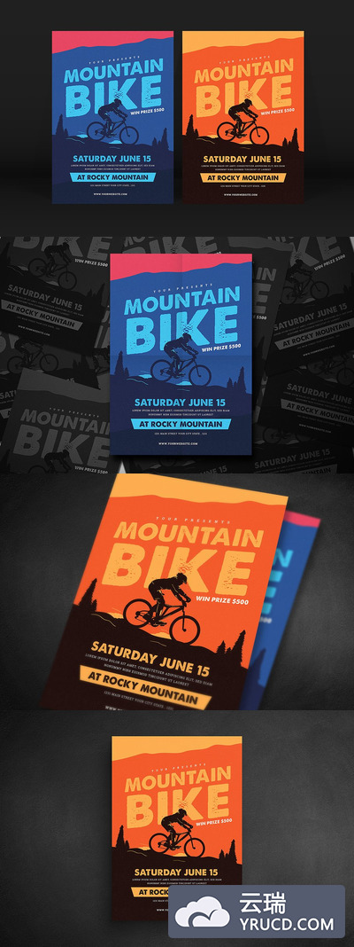 山地自行车比赛传单模板 Mountain Bike Event Flyer