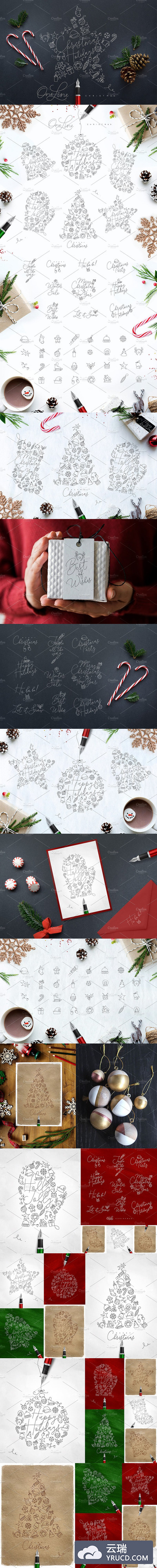 圣诞节假日插图 Christmas Holidays One Line