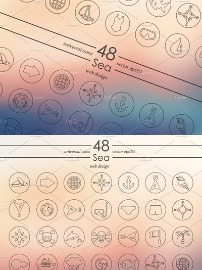 48个海洋图标 48 Sea icons