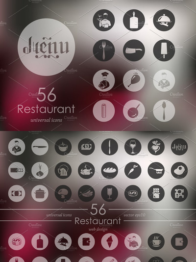 56个餐厅图标 56 restaurant icons