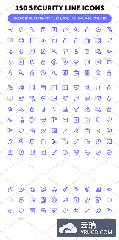 150个安全图标 150 Security Line Icons