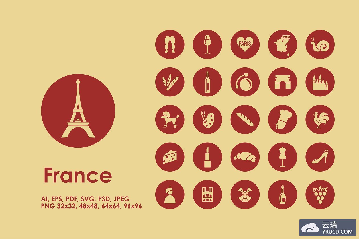 简单的法国图标 France simple icons