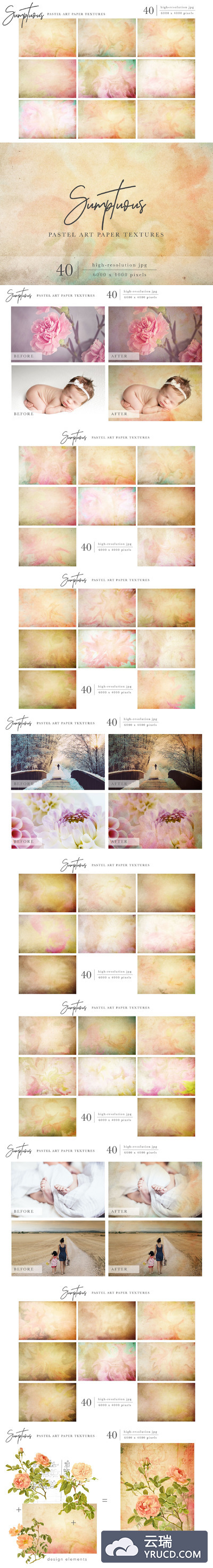 华丽的纸纹理 Sumptuous Pastel Paper Textures