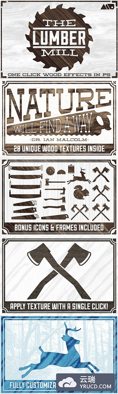 Photoshop木纹工具包 The Lumber Mill - Photoshop Wood Kit