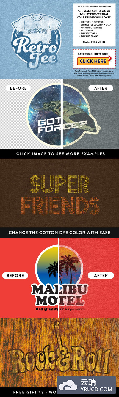 复古T恤模板包 RetroTee-Worn Tee Effect Pack