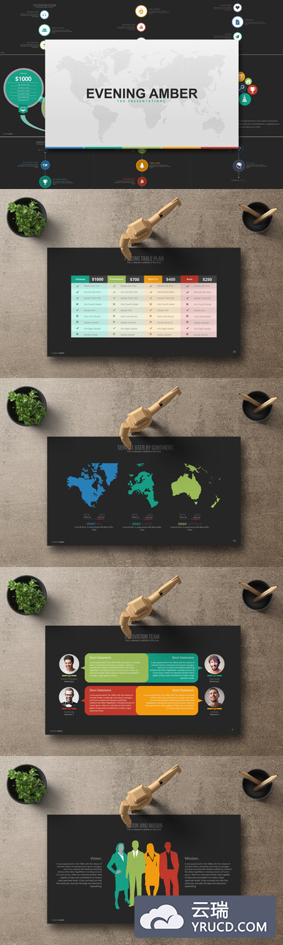 黑色高端简约主题的keynote幻灯片演示模板（key）