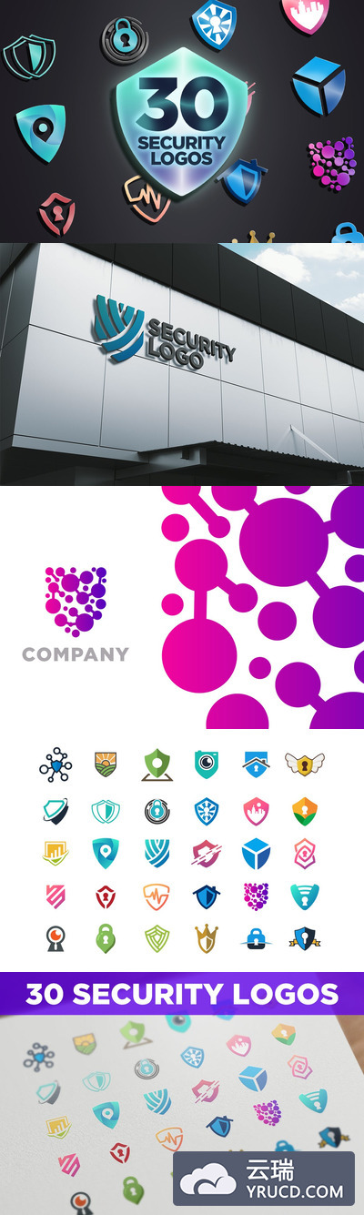 30个时尚现代多用途的安全标识logo标志设计模板集合