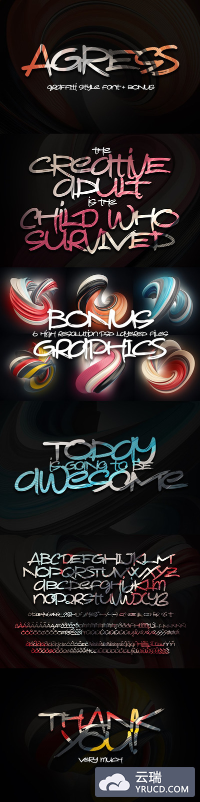 草书英文书法字体 Agress Typeface + Graphics