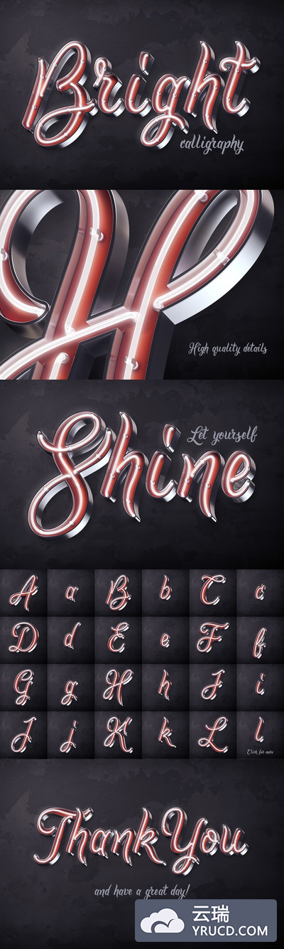 3D手写字体 3d script "Bright calligraphy"