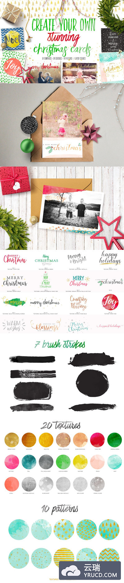 独特风格圣诞贺卡模板 Design your own Christmas Cards