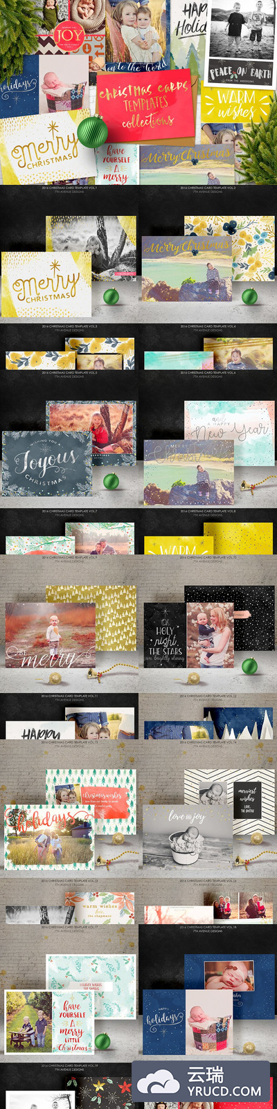 圣诞卡模板集 Christmas Cards Templates Collection