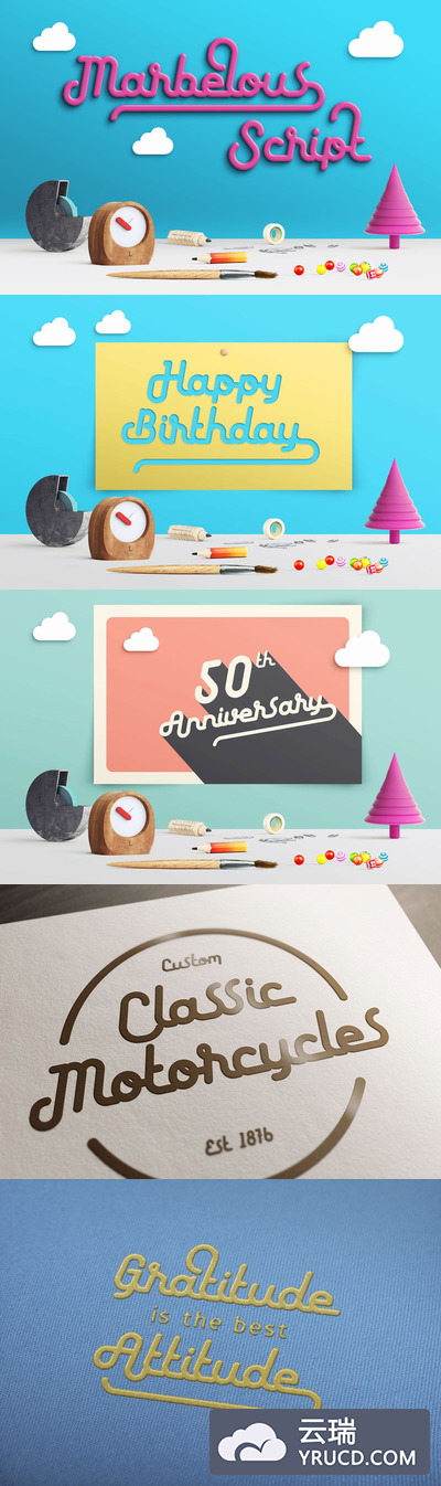 字体 | 童趣无衬线圆润复古连笔画流畅风格英文设计文字