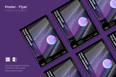 时尚高端简约渐变配色海报宣传单DM设计模板-5