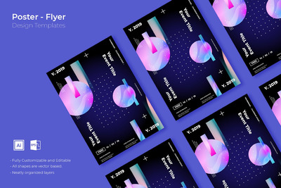 时尚高端简约渐变配色海报宣传单DM设计模板-7