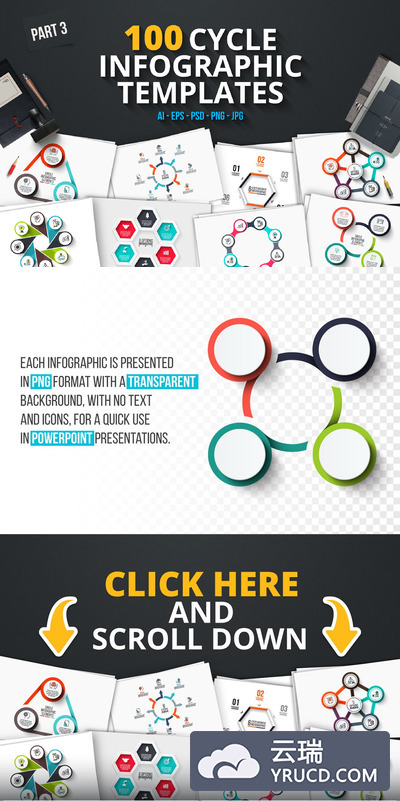 环形信息图表 100 cycle infographics (part 3)