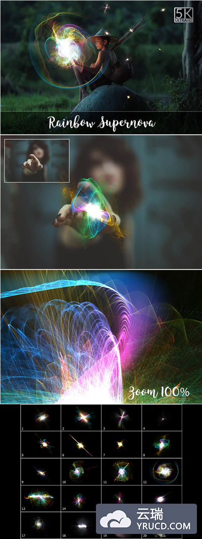 5K奇幻彩虹叠加 5K Rainbow Supernova Overlays