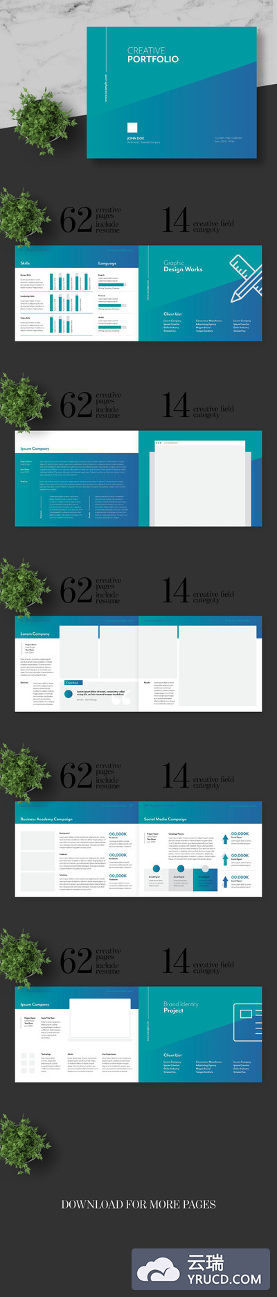 时尚高端简约多用途品牌手册画册房地产楼书杂志设计模板（indd）