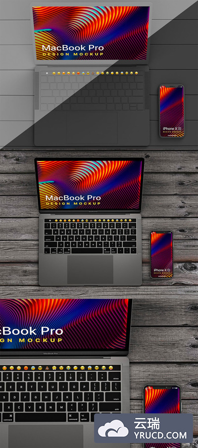 好用的正面视角 MacBook Pro + iPhone XS 样机下载 [PSD]