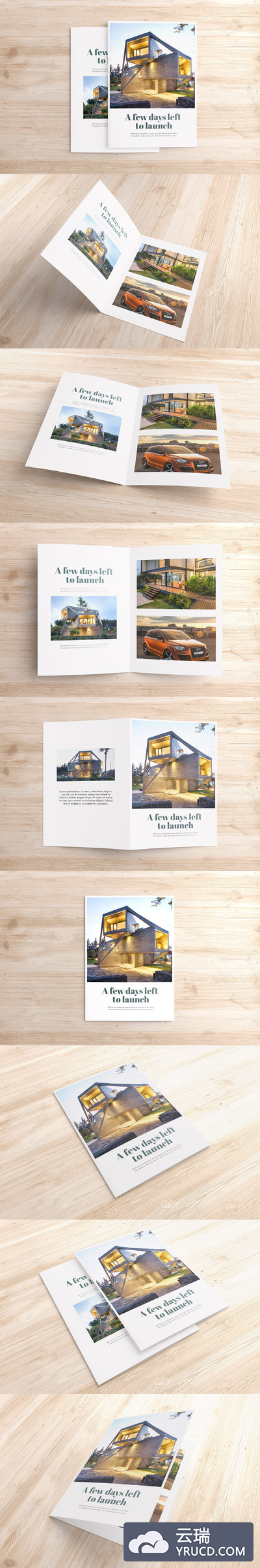 小册子模型 Half-Fold brochure Mockups