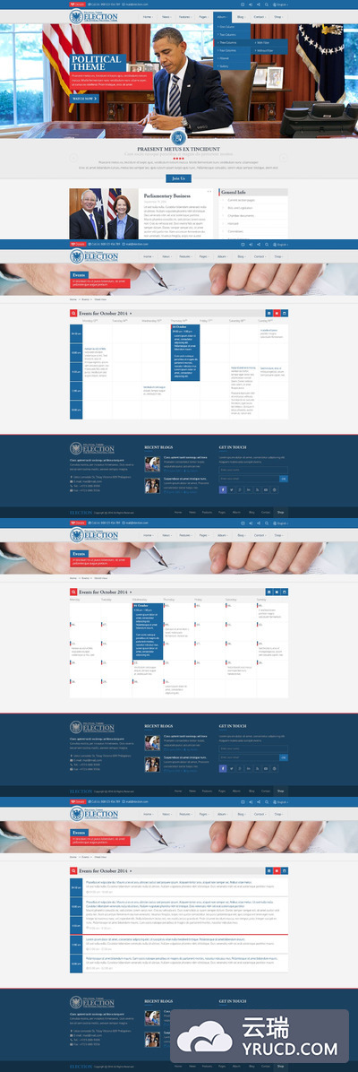 专业的时尚高端奥巴马美国总统选举投票网站设计模板（PSD）