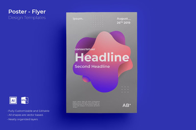 高品质的时尚高端简约抽象新孟菲斯风格海报banner宣传单DM设计模板-3