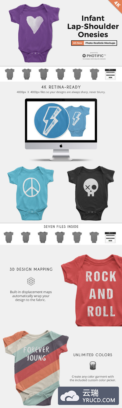 婴儿睡衣样机模型 Infant Lap Shoulder Onesie Mockups