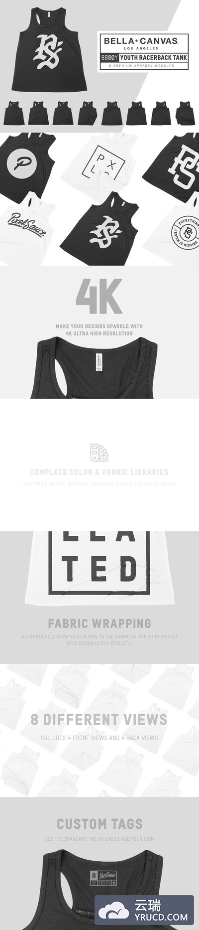 青春背心样机模型 Bella Canvas 8800Y Youth Racerback