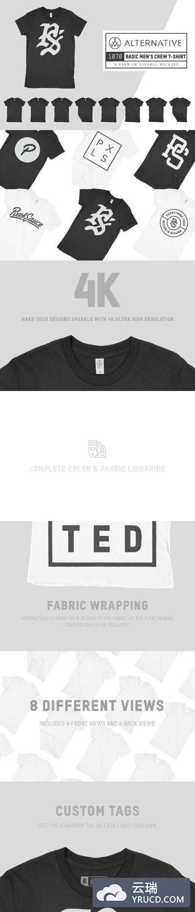 男性T恤模型 Alternative 1070 Men's T-Shirt Mocks