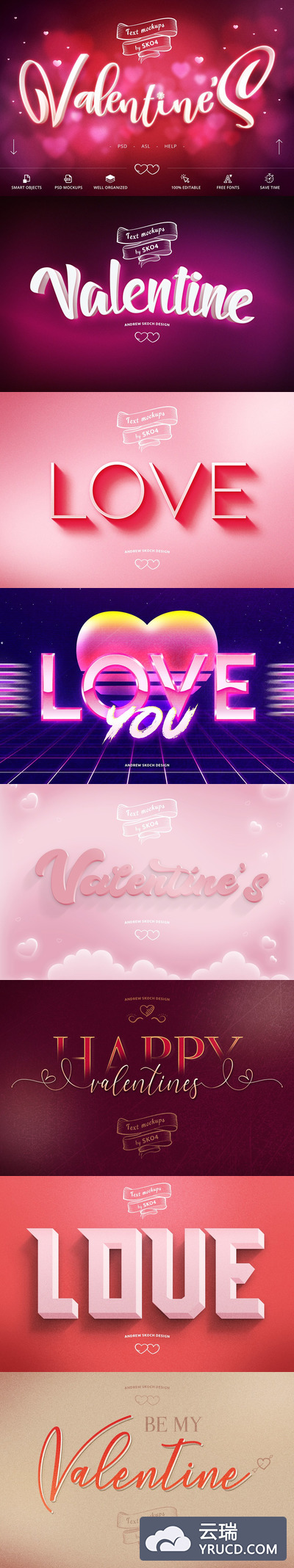 新鲜浪漫的情人节专用字体特效PS图层样式下载 [PSD]