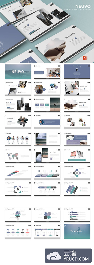 时尚清新简约多用途powerpoint幻灯片演示模板（pptx）